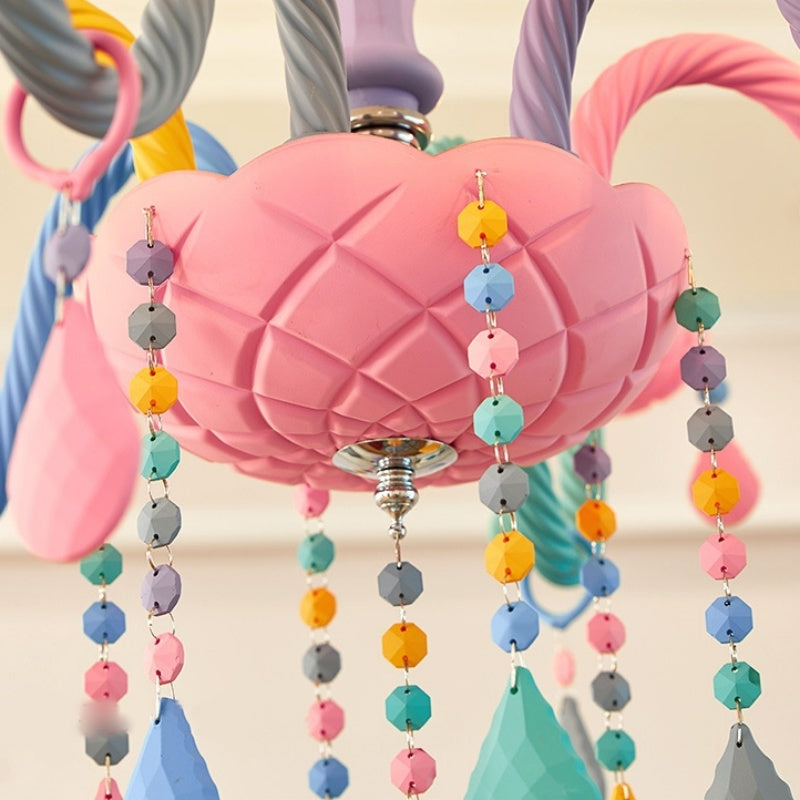 Rainbow Macaron Children's Room Bedroom Creative Crystal Chandelier