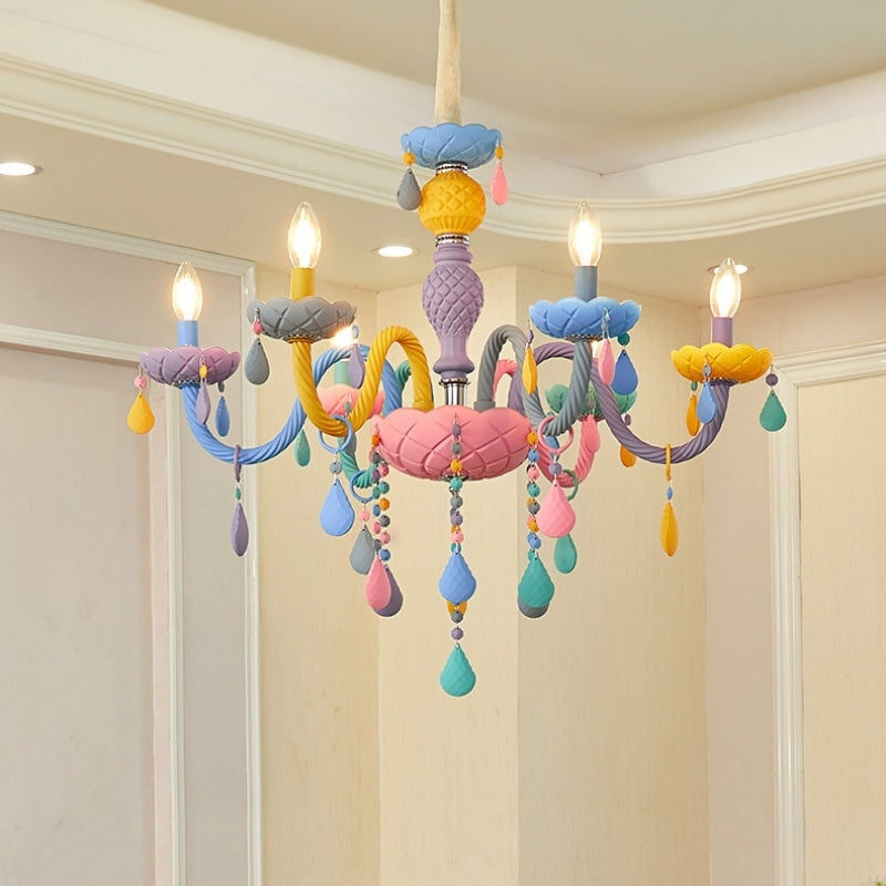 Rainbow Macaron Children's Room Bedroom Creative Crystal Chandelier