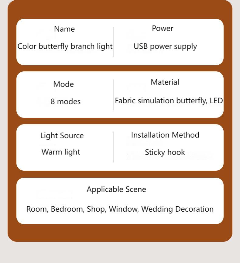 LED butterfly rattan light branch interior decoration romantic atmosphere light bedroom wall modeling light