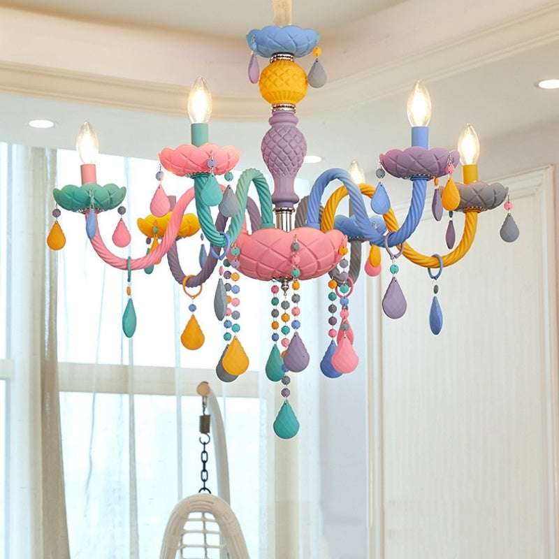 Rainbow Macaron Children's Room Bedroom Creative Crystal Chandelier