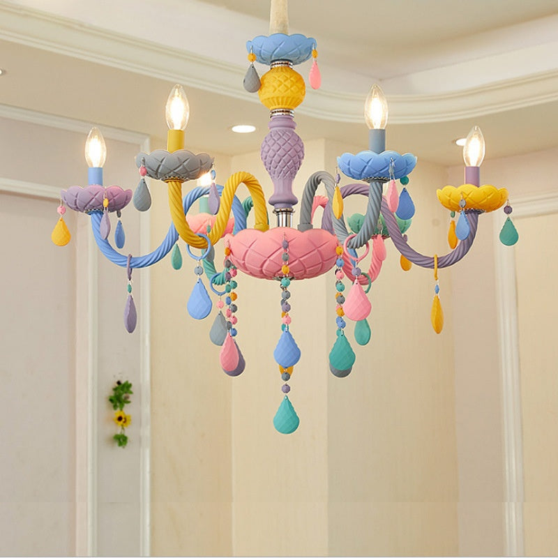 Rainbow Macaron Children's Room Bedroom Creative Crystal Chandelier