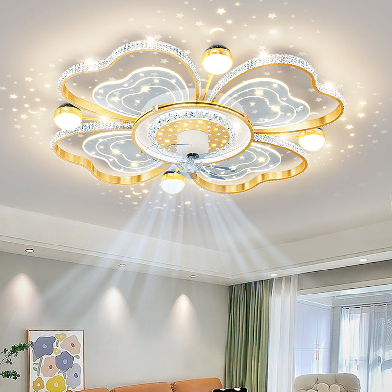 New invisible ceiling fan light light luxury warm starry sky light the whole house combined fan light