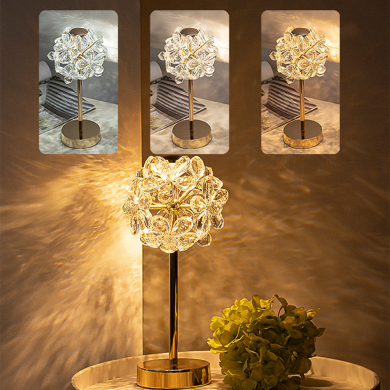 Light Luxury Flower Crystal Table Lamp