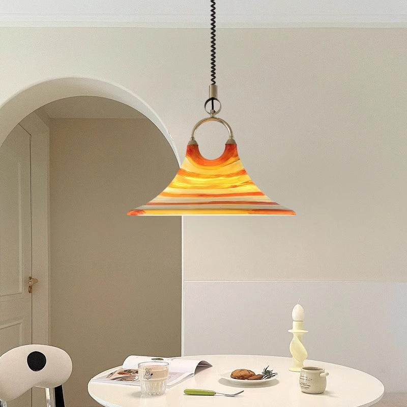A Retro Painted Horn Chandelier That Can Be Raised And Lowered