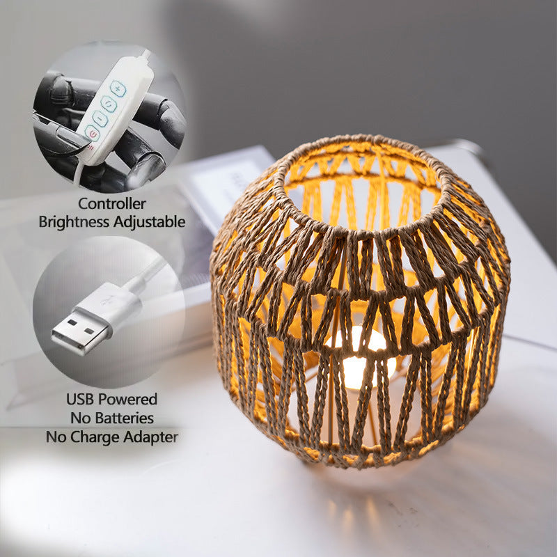 Rural Style Woven Lanterns Table Lamp