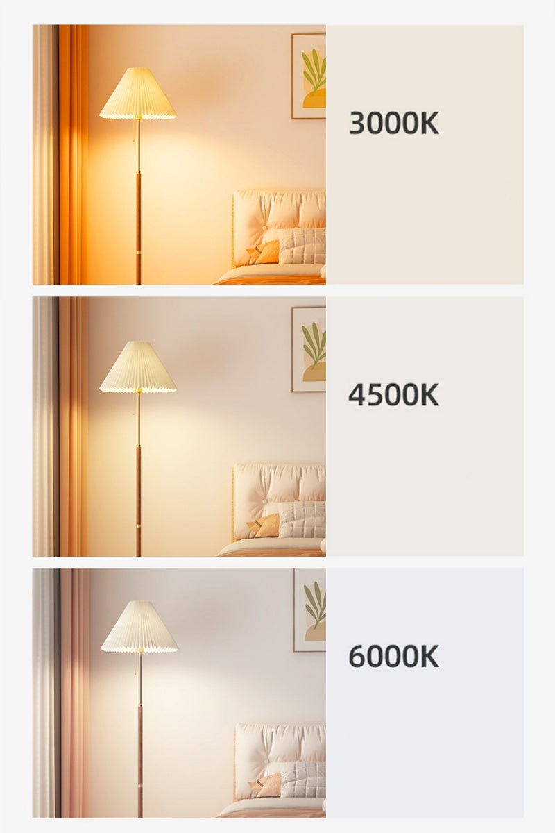 Retro-Style Solid Wood Floor Lamp