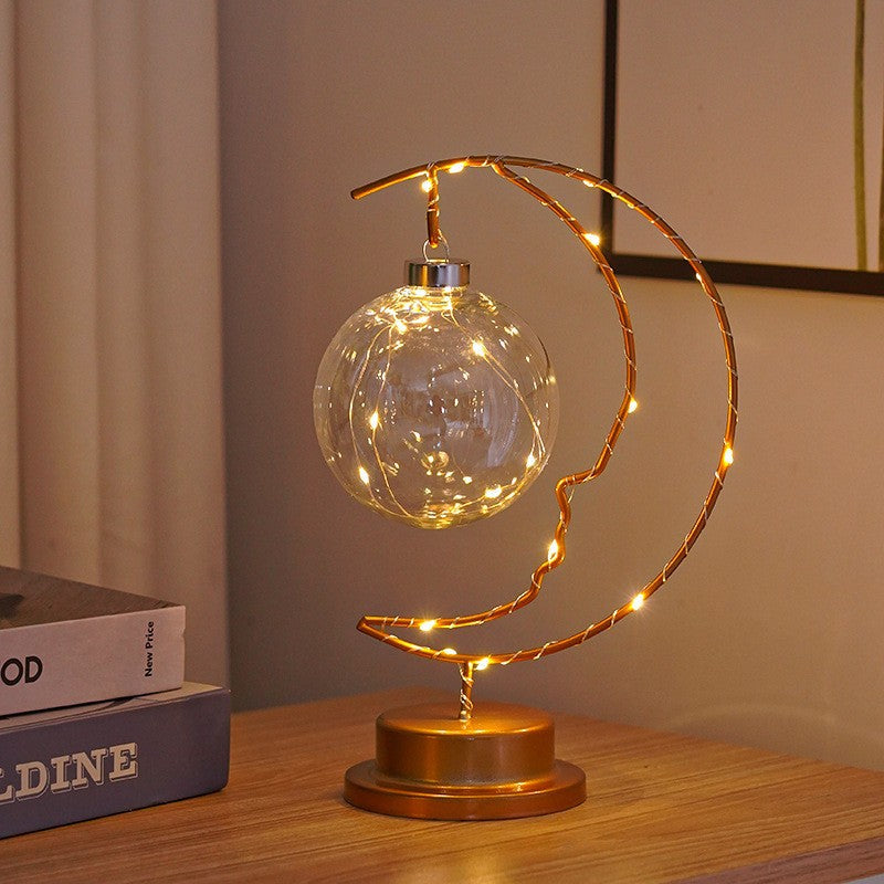 Moon Five-Pointed Star Round Ball Ironwork Atmosphere Decorative Lamp