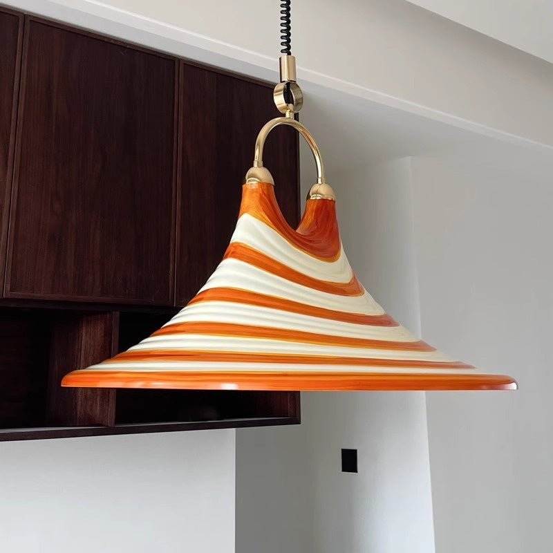 A Retro Painted Horn Chandelier That Can Be Raised And Lowered
