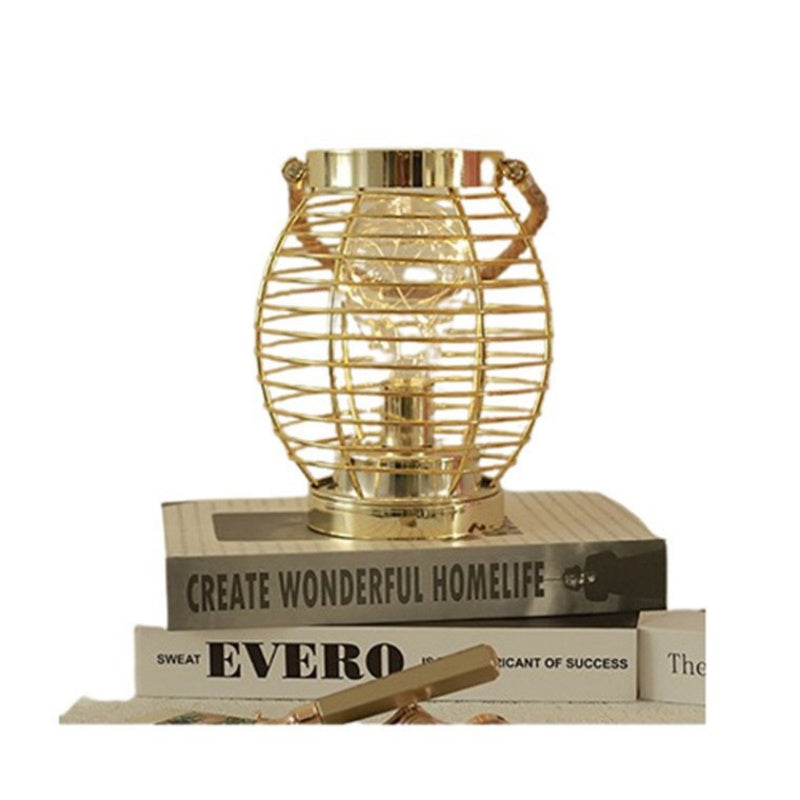 Creative Copper Wire Ironwork Hand-Held Hemp Rope Lantern Decorative Lamp