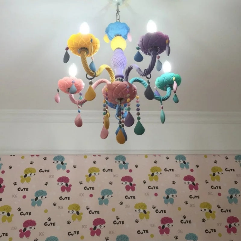 Rainbow Macaron Children's Room Bedroom Creative Crystal Chandelier