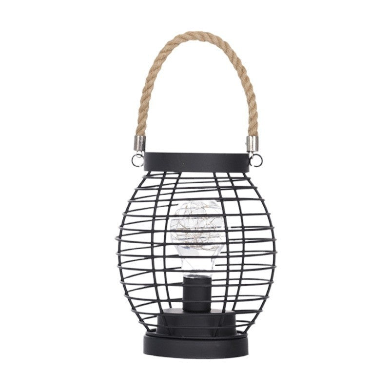 Creative Copper Wire Ironwork Hand-Held Hemp Rope Lantern Decorative Lamp