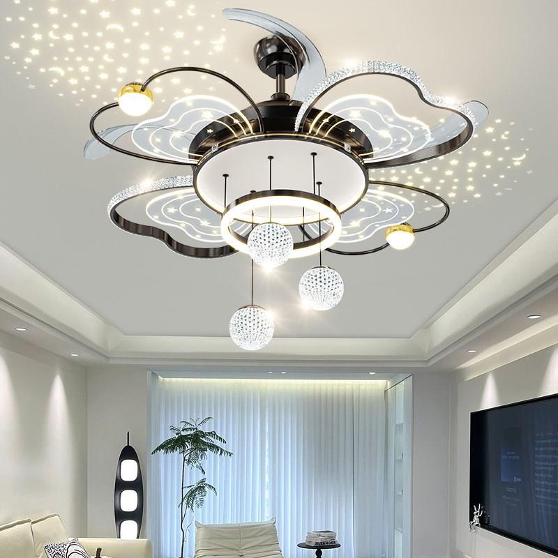New invisible ceiling fan light light luxury warm starry sky light the whole house combined fan light