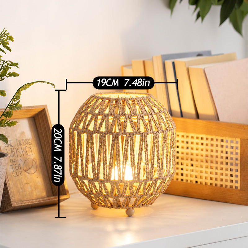 Rural Style Woven Lanterns Table Lamp