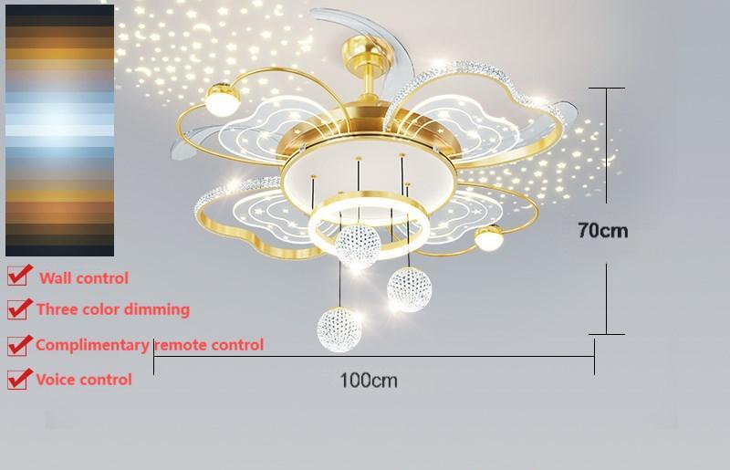 New invisible ceiling fan light light luxury warm starry sky light the whole house combined fan light