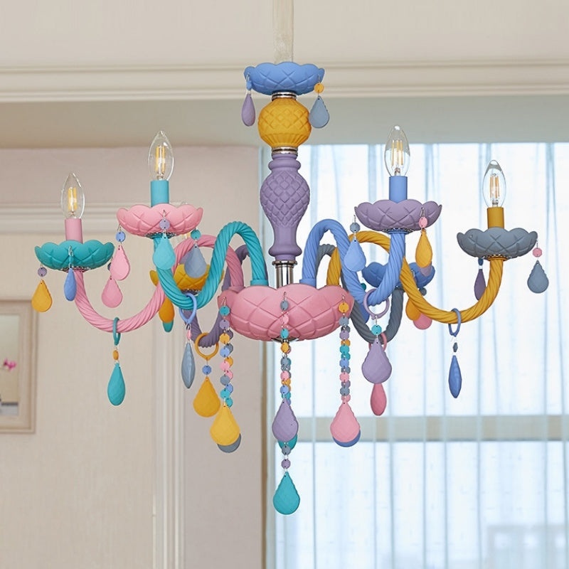 Rainbow Macaron Children's Room Bedroom Creative Crystal Chandelier