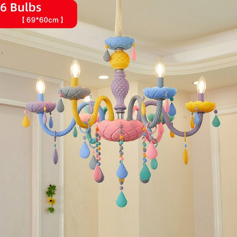 Rainbow Macaron Children's Room Bedroom Creative Crystal Chandelier