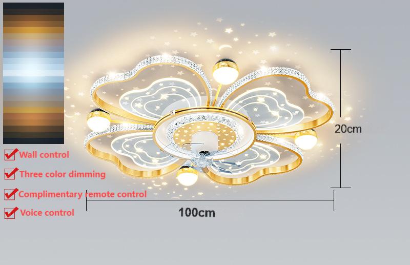 New invisible ceiling fan light light luxury warm starry sky light the whole house combined fan light