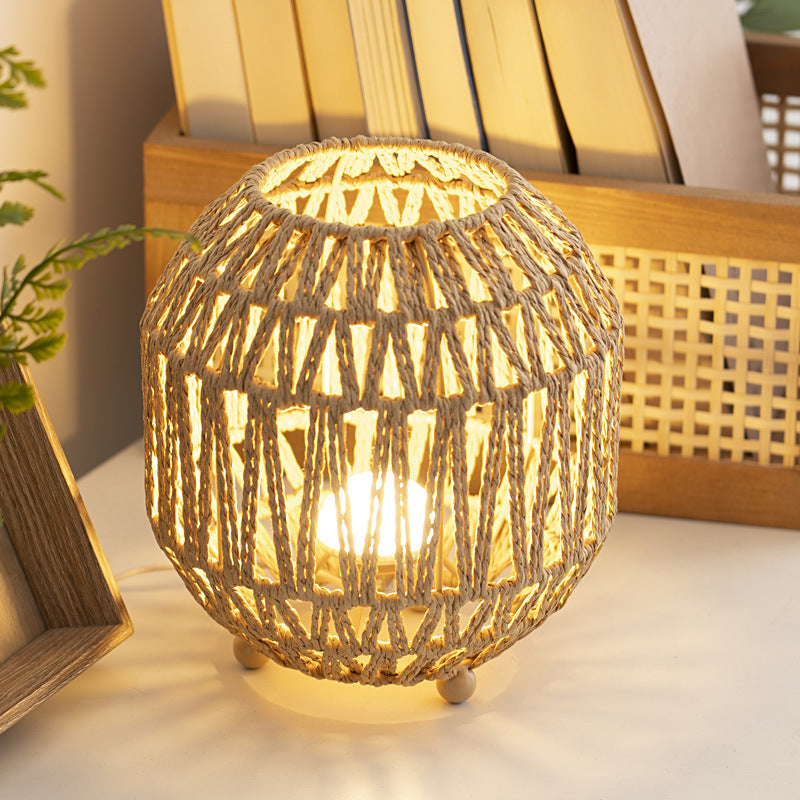 Rural Style Woven Lanterns Table Lamp