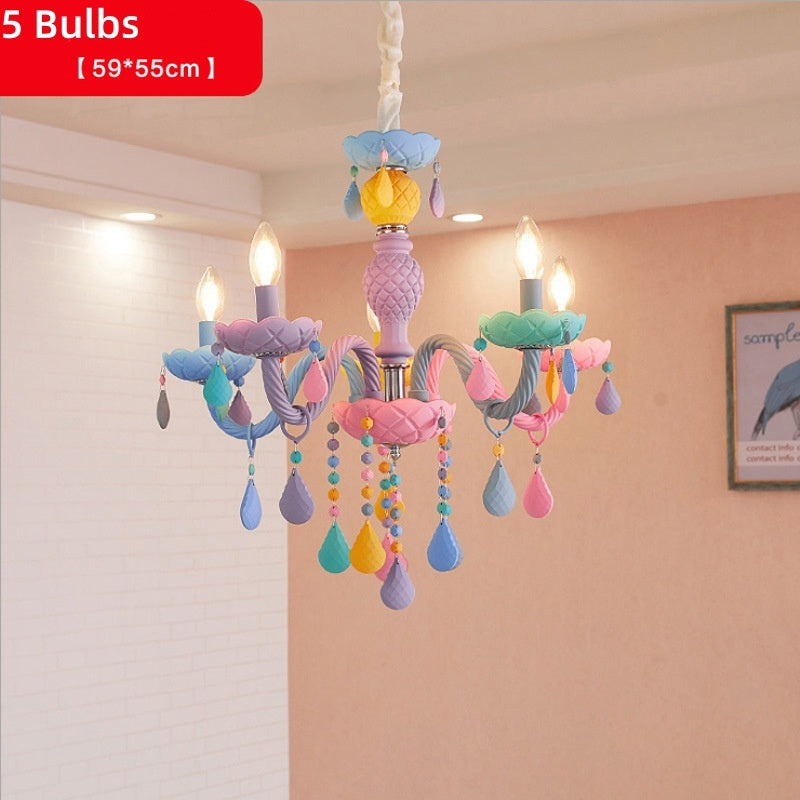 Rainbow Macaron Children's Room Bedroom Creative Crystal Chandelier