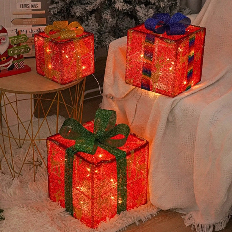 LED Christmas Gift Box Scene Arrangement Festival Decorative Lights