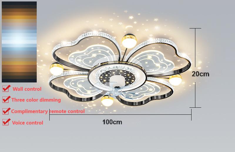New invisible ceiling fan light light luxury warm starry sky light the whole house combined fan light