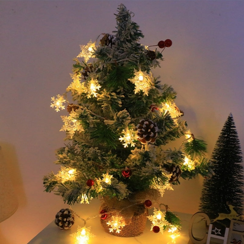 Snowflake Pine Cone Christmas Wreath Lamp String Bell Pine Needles Red Berry Doll Decorative Lamp