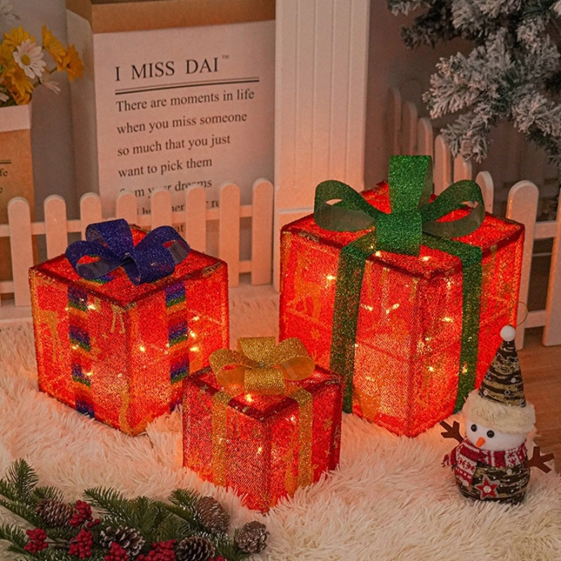 LED Christmas Gift Box Scene Arrangement Festival Decorative Lights