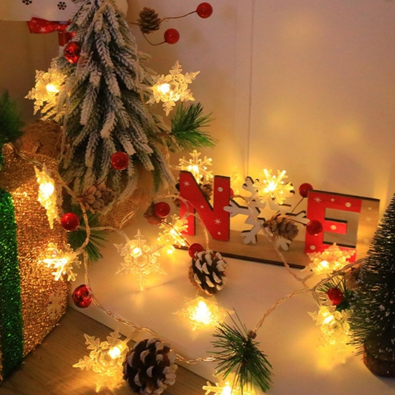 Snowflake Pine Cone Christmas Wreath Lamp String Bell Pine Needles Red Berry Doll Decorative Lamp