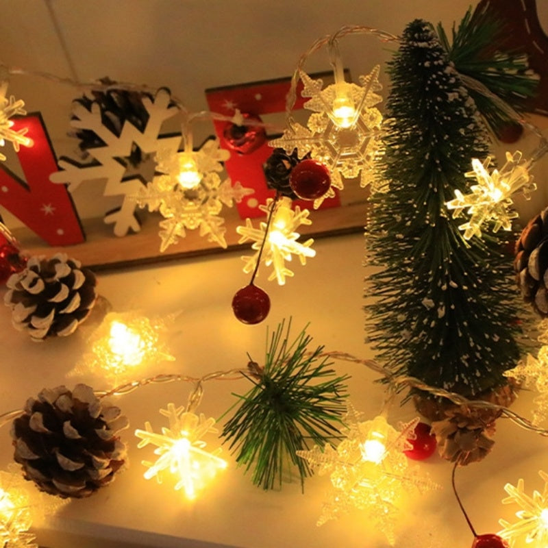 Snowflake Pine Cone Christmas Wreath Lamp String Bell Pine Needles Red Berry Doll Decorative Lamp