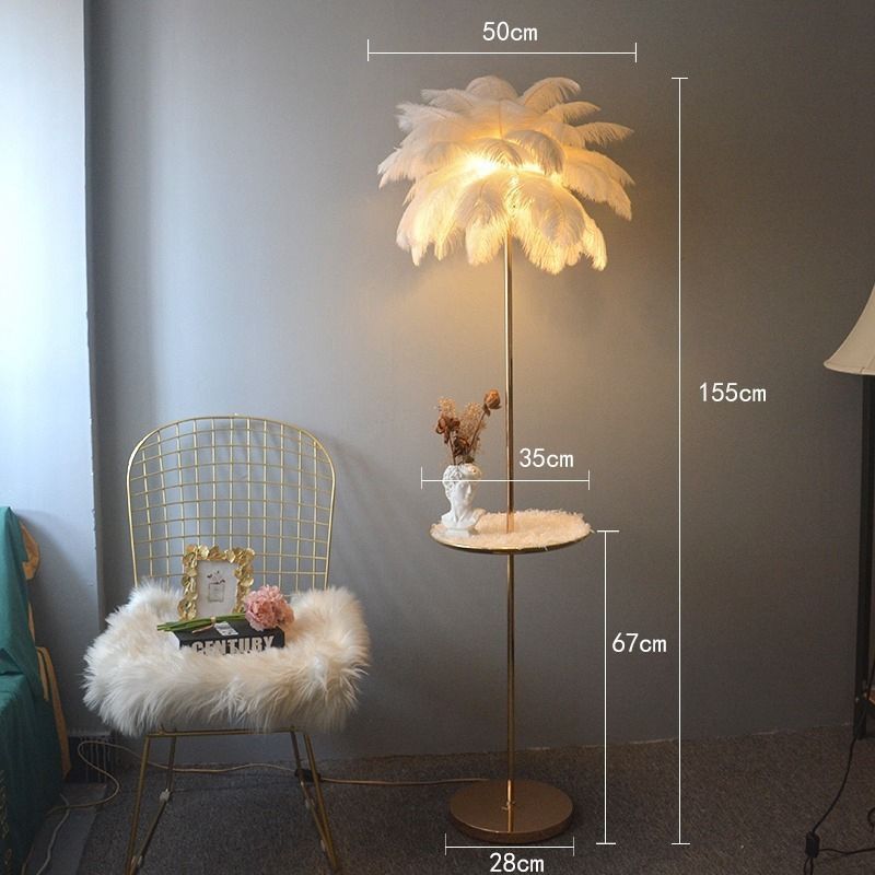 Feather floor lamp living room sofa bedroom decoration upright table lamp