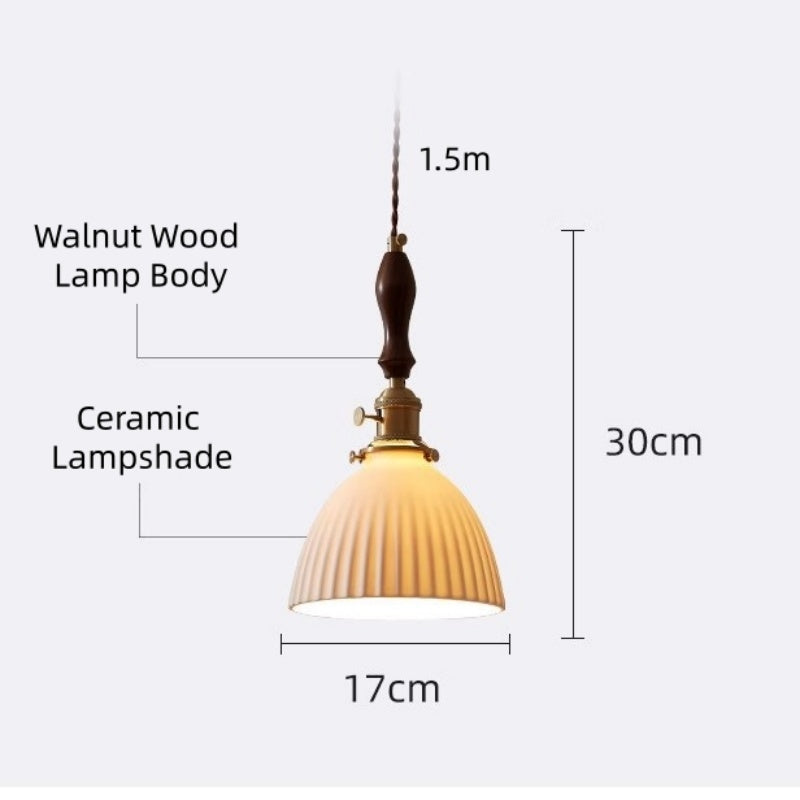 Retro Solid Wood Brass Ceramic Chandelier