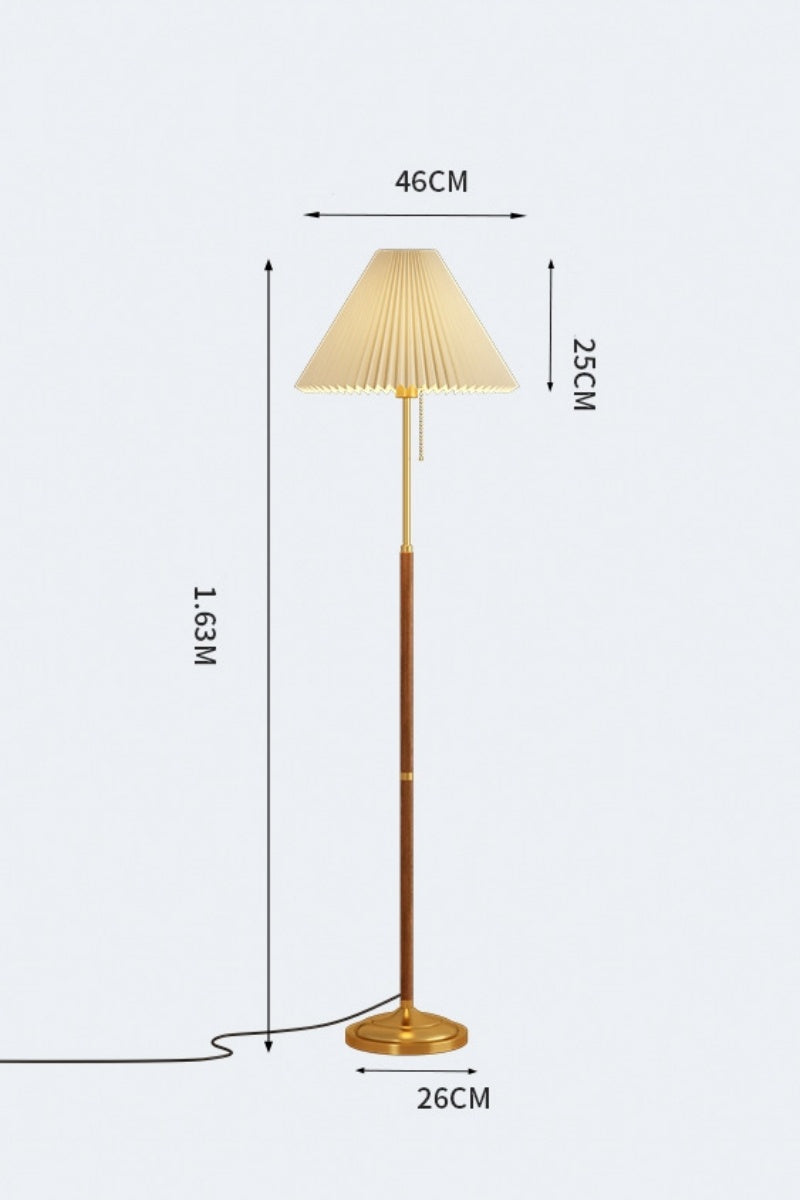 Retro-Style Solid Wood Floor Lamp