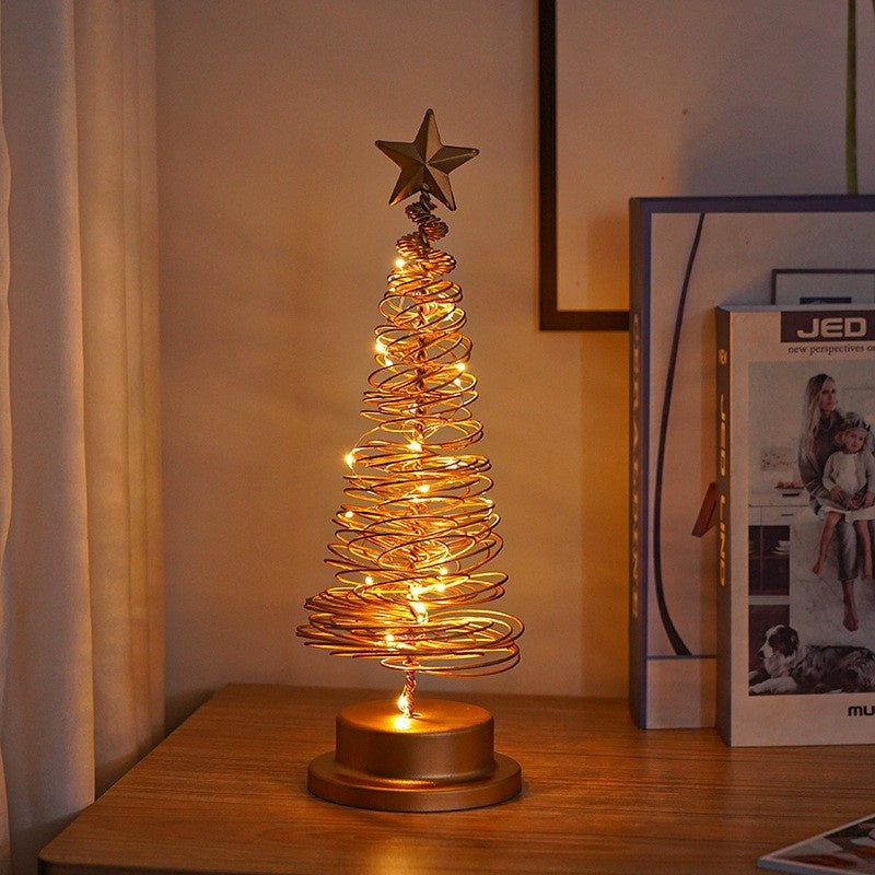 Christmas Tree-Shaped Room Decoration Ironwork Festive Atmosphere Light Ornaments