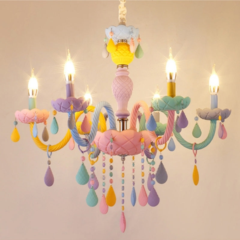 Rainbow Macaron Children's Room Bedroom Creative Crystal Chandelier