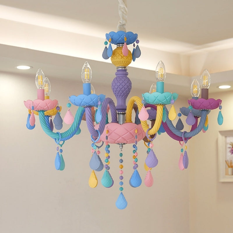 Rainbow Macaron Children's Room Bedroom Creative Crystal Chandelier
