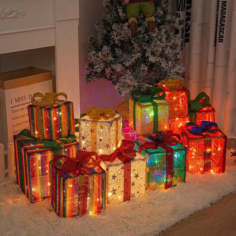 LED Christmas Gift Box Scene Arrangement Festival Decorative Lights