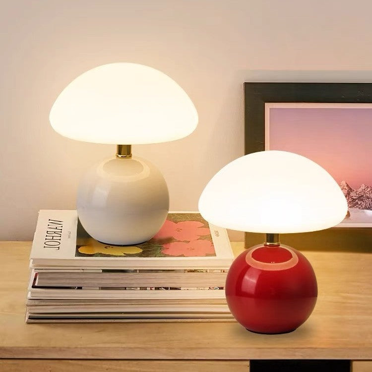 Mushroom table lamp cream wind eye protection bedroom bedside lamp simple modern warm male and female room atmosphere night light