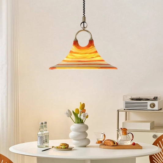 A Retro Painted Horn Chandelier That Can Be Raised And Lowered