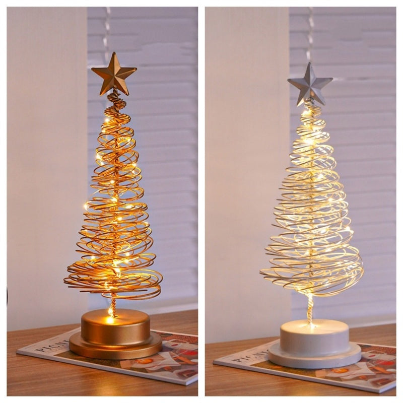 Christmas Tree-Shaped Room Decoration Ironwork Festive Atmosphere Light Ornaments