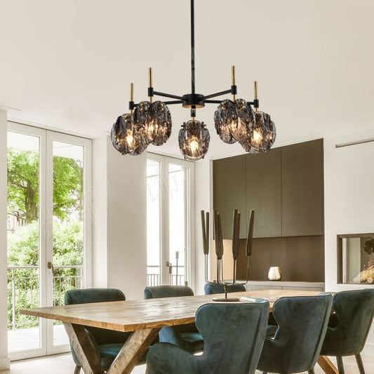 Modern Creative Ironwork And Glass Chandelier For Dining Room And Living Room