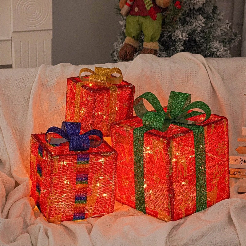 LED Christmas Gift Box Scene Arrangement Festival Decorative Lights