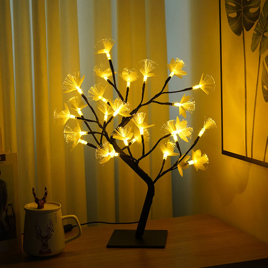 24-Lamps LED Fiber Optic Tree Light Decorative Light USB With Switch