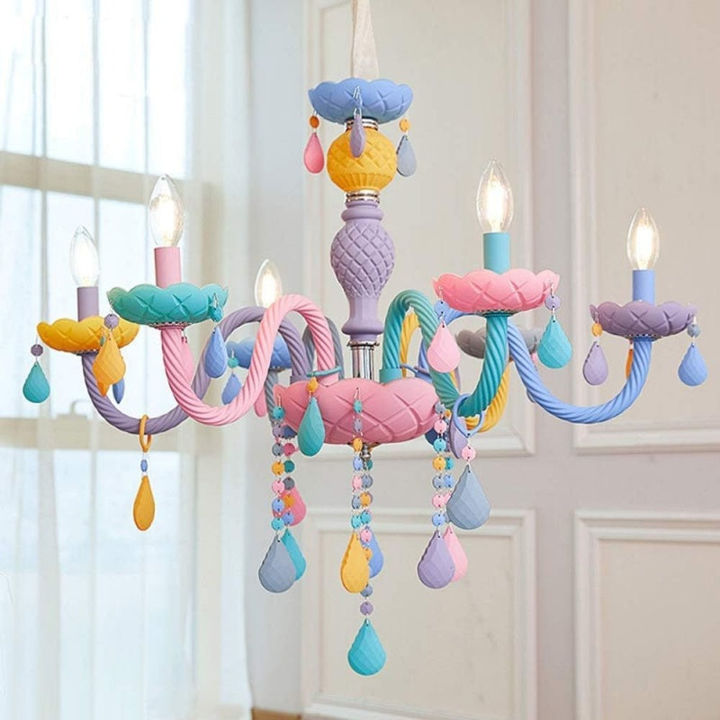 Rainbow Macaron Children's Room Bedroom Creative Crystal Chandelier
