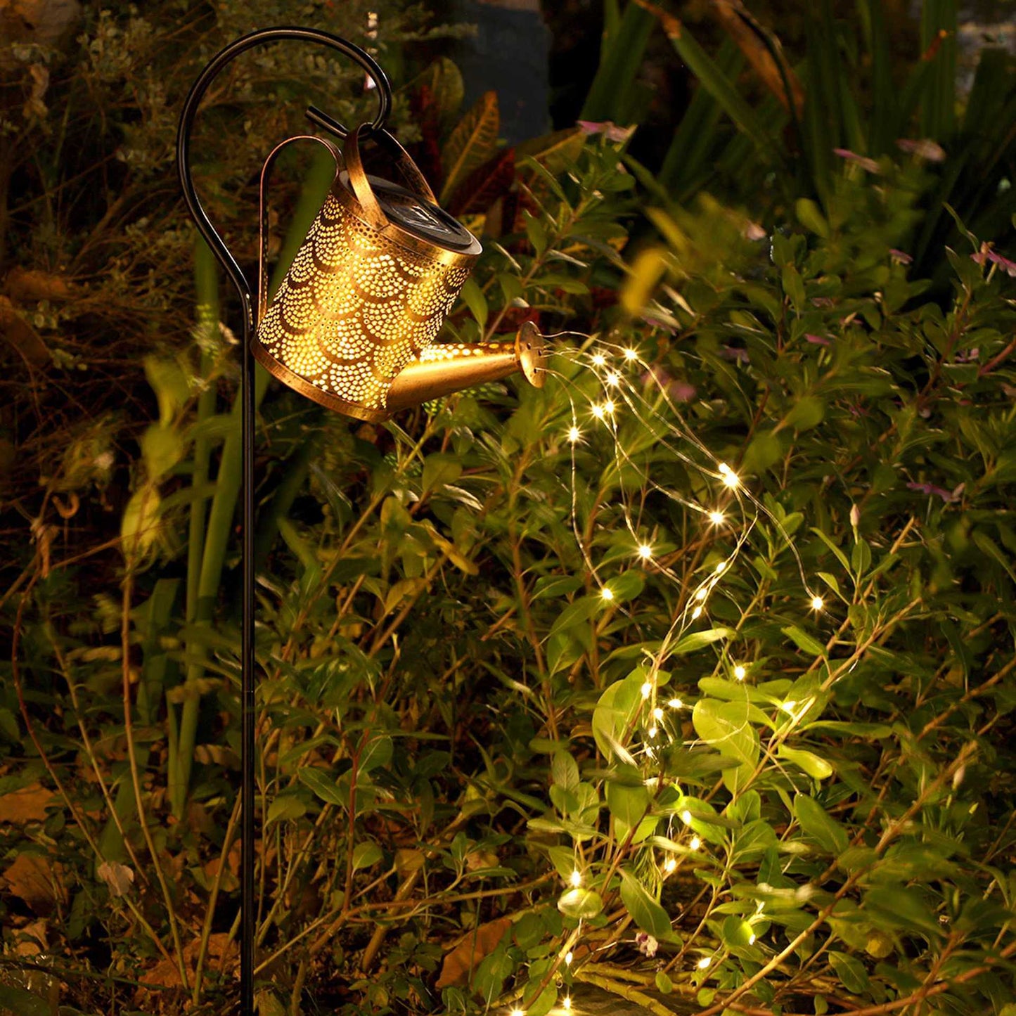 Solar courtyard retro golden water hollowed-out pattern star kettle light