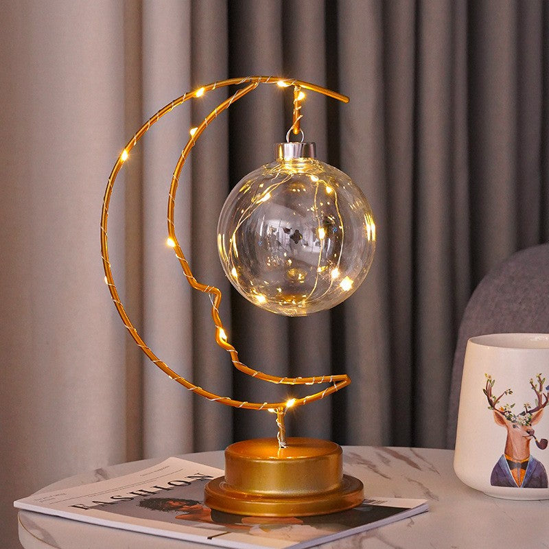 Moon Five-Pointed Star Round Ball Ironwork Atmosphere Decorative Lamp