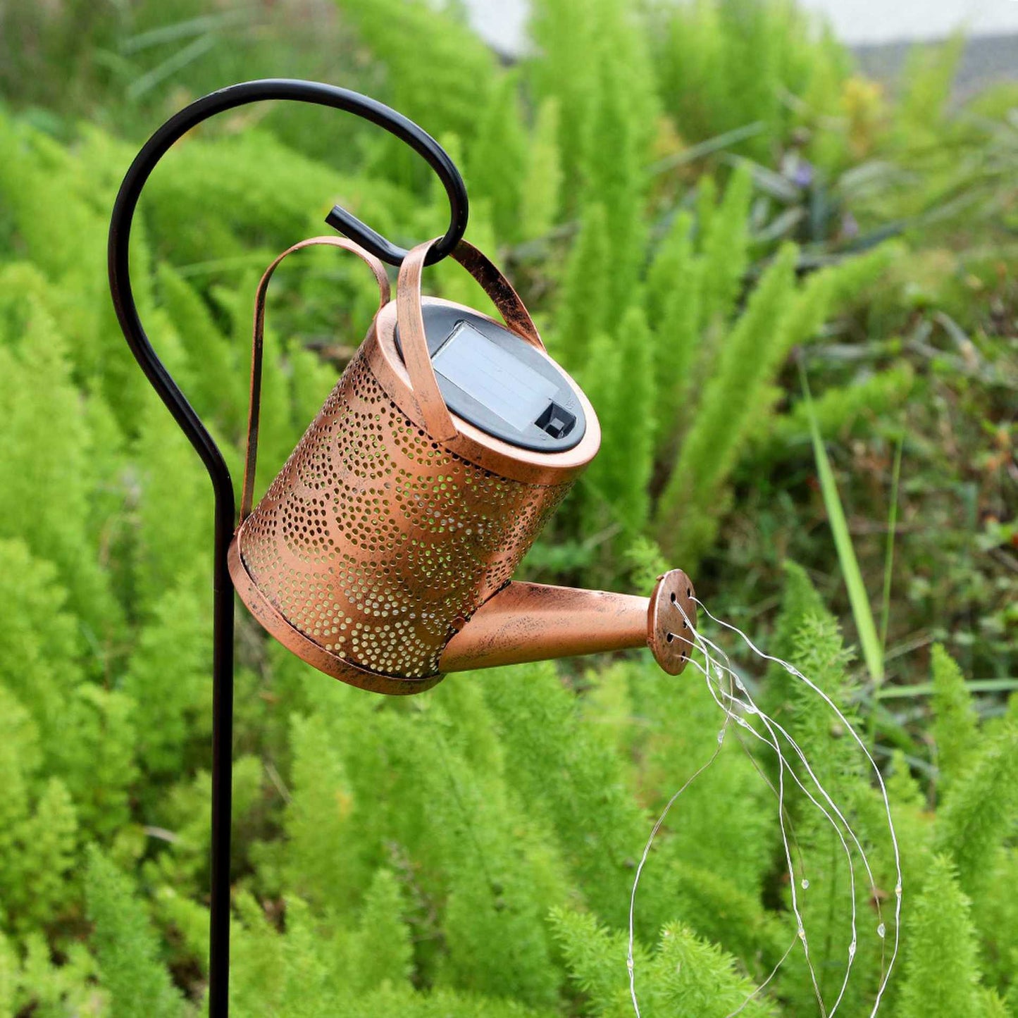 Solar courtyard retro golden water hollowed-out pattern star kettle light