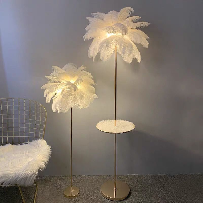 Feather floor lamp living room sofa bedroom decoration upright table lamp