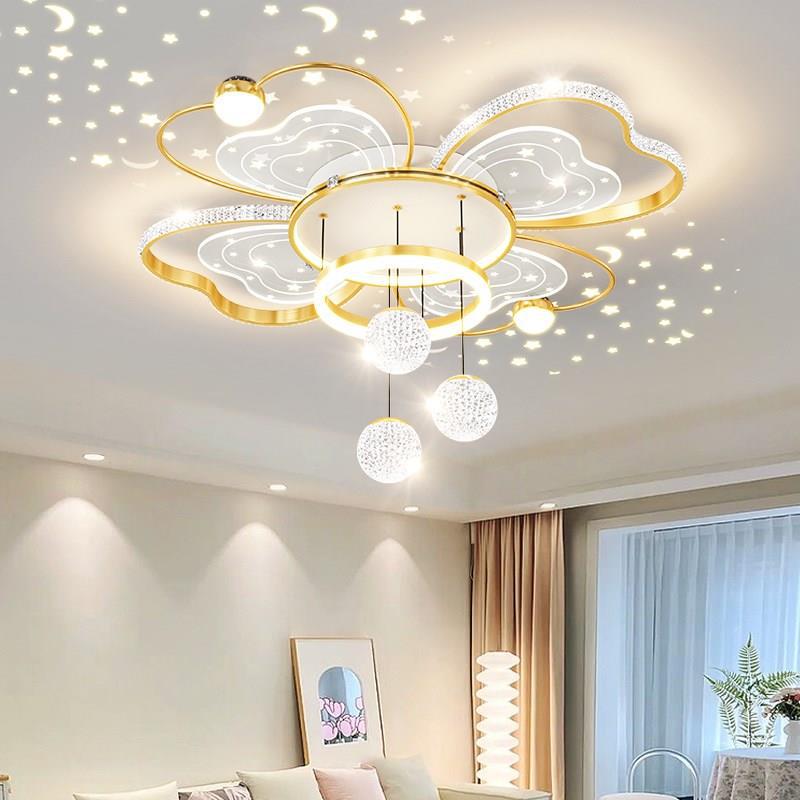 New invisible ceiling fan light light luxury warm starry sky light the whole house combined fan light