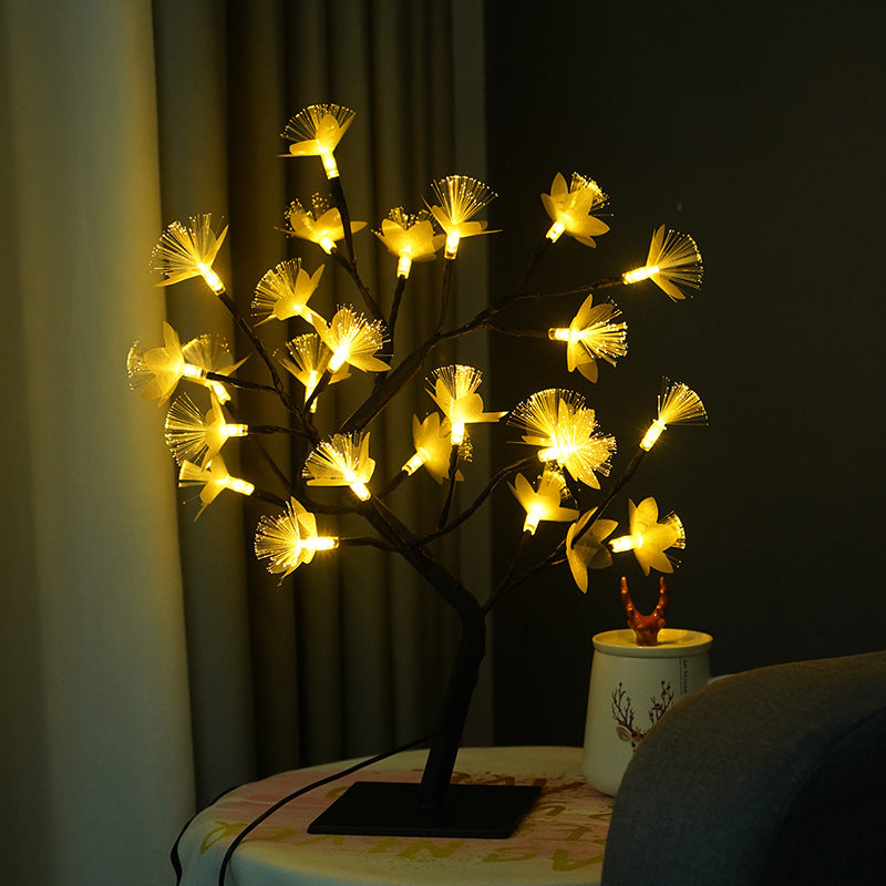 24-Lamps LED Fiber Optic Tree Light Decorative Light USB With Switch