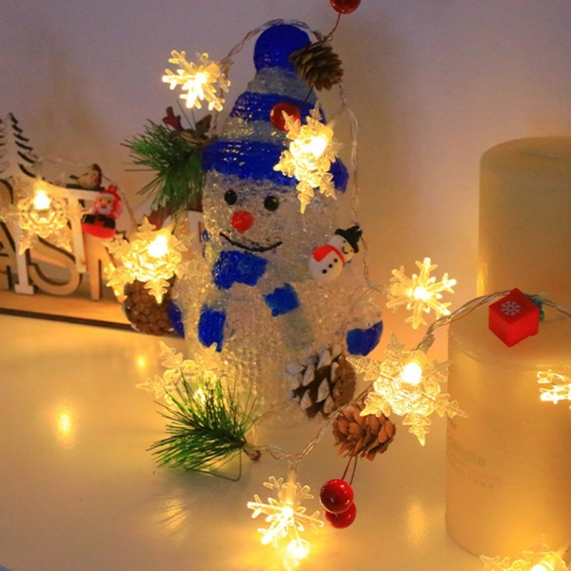 Snowflake Pine Cone Christmas Wreath Lamp String Bell Pine Needles Red Berry Doll Decorative Lamp